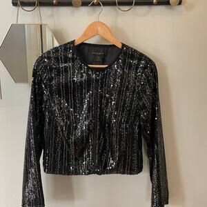 Christian Siriano Black Sequin Evening Jacket | Size M (Runs Small), EUC